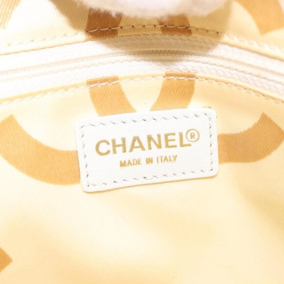 CHANEL Plastic Chain Tote Bag Straw Gold White CC Auth BA6435 - Picture 9 of 16